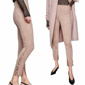 Zara faux suede dusty rose frill pants